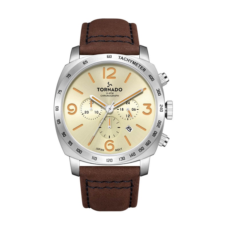 TORNADO Men's Psuede Leather strap Analog Watch T9102-SLDI - 43 mm - Image 1